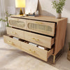 Chests of Drawers Rattan Sideboard Storage Cabinet with 6 Drawers, Oak