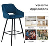 Pair of Blue Bar Stools Velvet Bar Chair with Padded Seat Modern Kitchen Chair