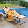 Portable Patio Sun Lounger with Detachable Pillow & Pocket-Beige