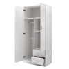 Modern 2 Door 2 Drawer Wardrobe with Shelf Hanging Rail Clothes Storage Cupboard