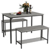 Modern Dining Table and Chairs Set 2/4 Seats Metal Frame Kitchen Home Grey/Brown