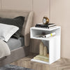 S-shaped Bedside Table Modern Side Table Sofa End Table with 2 Open Compartments