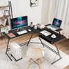 L-Shaped Computer Desk Home Office Corner Workstation w/ Movable Host Stand