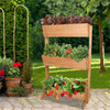 3 Tier Raised Garden Bed Wooden Elevated Planter Grow Box for Flower Herb Green