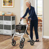 ightweight Foldable Rolling Walker for Seniors with Storage Basket-White