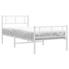 Metal Bed Frame with Headboard and Footboard White 107x203 cm