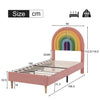 Upholstered Platform Bed Frame 3ft Single Size Bed with Wood Slat Support, Pink