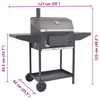 BBQ Charcoal Smoker with Bottom Shelf Black Outdoor Grill Barbecue
