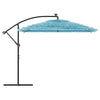 qohoio Garden Parasol with Steel Blue 269x269x235 ,Beach Parasol, Q0T6