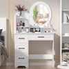 Dressing Table With Led Mirror Modern Makeup Desk Vanity Table Set + 4 Drawers