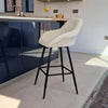 Set of 2 Velvet Kitchen Counter Island Bar Stools with Backs Cream Fabric