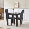Small Space Dining Set 3Pcs Square Dining Table+ 2 Dining Chair Set Black Wooden