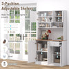 Costway 180cm Tall Pantry Cabinet Kitchen Cabinet Freestanding Buffet Cupboard