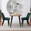 2PCs Velvet Dining Chairs Square Seat Design Dining Room chairs Green