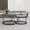 Set of 2 Marble Pattern Top Nesting Coffee Table Side End Table for Living Room