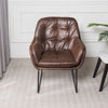 Vintage Distressed Brown Faux Leather Armchair Soft Cushion Padded Accent Chair