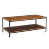 Large Rectangular Coffee Table 2 Tier Rustic Walnut Living Room w/ Storage Shelf