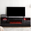Black 70in TV Stand Unit Cabinet w/32" Electric Fireplace & 12 Colour LED Light