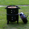 BBQ Smoker Barrel Charcoal Barbecue Grill 3 in 1 Garden Outdoor Cooking Fire Pit