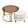 2-in-1 Nesting Coffee Table,1 High-Gloss Tabletop and 1 Brown Glass Tabletop