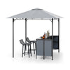 3-Piece Patio Bar Set 245 x 245 cm Double-Tier Grill Gazebo-Grey