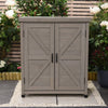 Grey Wooden Garden Storage Cabinet Weather-Resistant Magnetic Closure 2 Shelves