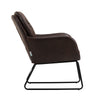 Distressed Faux Leather Armchair Metal Frame Single Sofa Tub Accent Chair Lounge