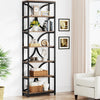 200 cm Tall Bookcase, 6-Tier Industrial Bookcase Narrow Shelf with Metal Frame