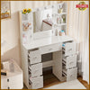 Modern Dressing Table Dimmable LED Mirror Makeup Desk with Drawers Vanity Table