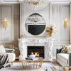 32" Large Ornate Glam Round Wall Mirror Baroque Embossed Framed Vanity Mirror