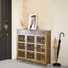 Large Wooden Shoe Storage Cabinet Rack Stand Cupboard Slatted 3 Doors Shelf Unit