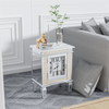 Stunning Mirrored End Table Bedside Desk Slim Storage Cabinet with Clock Display