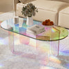 Acrylic Coffee Table Modern Accent Night Stand Iridescent Side Table Office Home