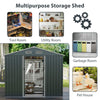 Large Utility Tool House Outdoor Storage Shed w/Sliding Doors-Grey