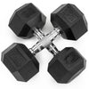 2*10kg Rubber Hex Dumbbells Set Pair Ergo Hand Weights Encased Hexagonal Gym