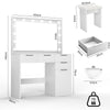 LED Mirror Dressing Table Visual Desktop Vanity Table Desk Stool Set w/ Tmxgahxl
