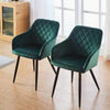 2pcs Dining Chairs Armchairs Velvet Upholstered Soft Padded Seat Back Metal Legs