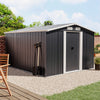 Garden Shed Utility Pointed Metal Tool Shed Storage with Foundation Black
