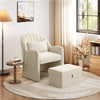 Velvet Barrel Chair with Footrest, Modern Upholstered Accent Chair Reading Chair