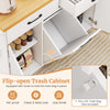 Mobile Kitchen Cart Kitchen Island w/Trash Bag Storage-White