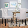 2× PU Leather Padded Dining Chairs Tufted Button Back Wooden Legs Home Office