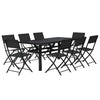 9 Piece Garden Dining Set Grey and Black