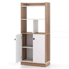 Wooden 4-Tier Bookcase Freestanding Display Unit with 2 Doors & Open Shelves