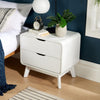 2 Drawer Bedside White Scandi Legs Bedroom Furniture Nightstand End Table Unit
