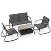 4 Pieces Patio Furniture Set with 2 Rocking Bistro Chairs-Black