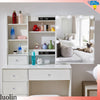 Dressing Table Mirror Drawers Vanity Makeup Desk Stool Set With LED Lights White