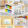 Children Wood Art Table & Art Easel Set Toddler Craft & Activity Table-Natural