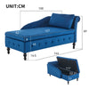 Upholstered Lounge Sofa with Armrest Chaise Sofa with Storage and Pillow Blue