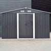 12 X10 FT Large Garden Shed Metal Tool Shed 4 Ventilation Openings with Base UK