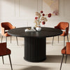 120cm Round Dining Table for 4-6, Modern Kitchen Table with Fluted Round Base